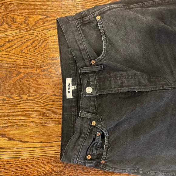 Re/Done High Rise Loose Washed Black with Rips - Picture 8 of 10